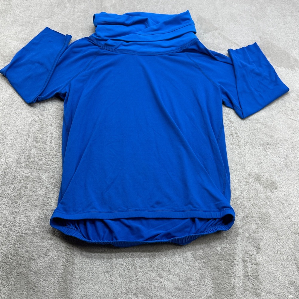 Lululemon Cowl Neck Pullover Women 8 Blue Raglan Long Sleeve Athleisure Gorpcore